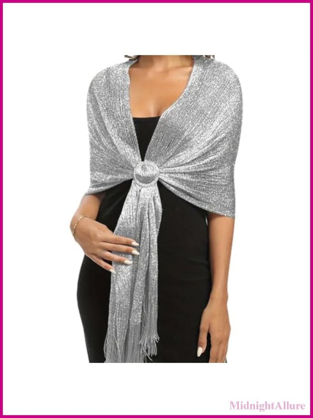 Glitter Shawl Wrap Sparkly Wedding Evening Dress Women Metallic Shawl Buckle
